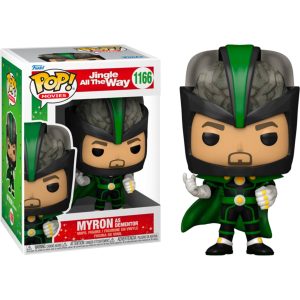 Obrazek ukazuje pudełko z figurką/zabawką Funko Pop! Movies: Jingle All The Way - Myron As Dementor #1166 w środku, a po jego prawej znajduje się sama figurka/zabawka Funko Pop! Movies: Jingle All The Way - Myron As Dementor #1166