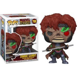 The image shows a Funko Pop! Zombie Gambit toy box and next to it a Zombie Gambit toy.