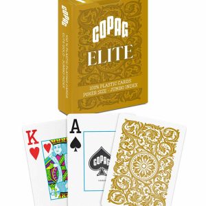 Copag Elite 100% PLASTIC CARDS Poker Jumbo Index, karty do gry (55 kart) Gold