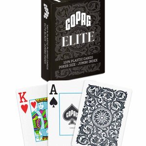 Copag Elite 100% Plastic Playing Cards Poker Size (Standard) Jumbo Index Black Single Deck